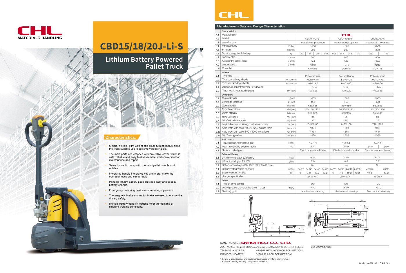 CBD15/18/20J-Li-S Akülü Transpalet